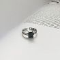 Geometry Black Rectangle CZ Chain 925 Sterling Silver Adjustable Ring