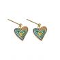 Boucles d'oreilles pendantes en argent sterling 925 avec coeur abstrait coloré de vacances
