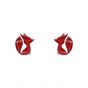 Cute Red Fox Animal 925 Sterling Silver Stud Earrings