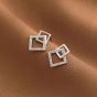 Geometry Hollow CZ Squares 925 Sterling Silver Dangling Earrings