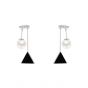 Geometry Black Triangle Shell Pearl CZ 925 Sterling Silver Dangling Earrings