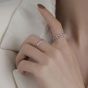 Fashion Double Beads Layer Hollow 925 Sterling Silver Adjustable Ring
