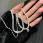 Elegante collar de plata de ley 925 con cadena CZ de perlas naturales