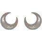 Sweet Natural Fritillaria CZ Crescent Moon 925 Sterling Silver Stud Earrings