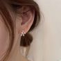 Fashion CZ Leaves Created Crystal 925 Sterling Silver Stud Earrings