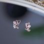 Summer CZ Cat's Eye Flying Butterfly 925 Sterling Silver Stud Earrings