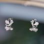 Summer CZ Cat's Eye Flying Butterfly 925 Sterling Silver Stud Earrings