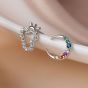 Asymmetry Colorful CZ Crescent Moon Cloud 925 Sterling Silver Stud Earrings