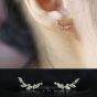 Girl CZ Tree Branch 925 Sterling Silver Stud Earrings