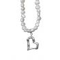 New Irregular Natural Pearls Heart 925 Sterling Silver Necklace