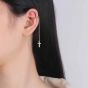 Fashion CZ Cross 925 Sterling Silver Non-Pierced Earring(Single)