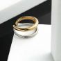 Irregular Bicolor Double Layer 925 Sterling Silver Adjustable Ring