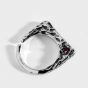 Винтажное нерегулярное красное регулируемое кольцо из стерлингового серебра 925 пробы CZ 925