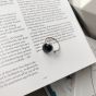 Black Oval Created Agate 925 Sterling Silver Adjustable Ring