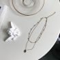 Golen Double Layer Beads Oval 925 Sterling Silver Necklace