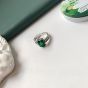 Green Emerald CZ Vintage Twisted 925 Sterling SilverAnillo ajustable