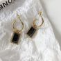 Party Black Rectangle CZ 925 Sterling Silver Dangling Earrings