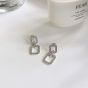 Elegant Hollow Geometry CZ Squares 925 Sterling Silver Dangling Earrings