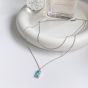 Geometry Blue CZ Rectangle 925 Sterling Silver Necklace