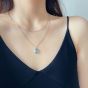Geometry Blue CZ Rectangle 925 Sterling Silver Necklace
