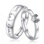 Wedding Love You Forever Heart 925 Sterling Silver Adjustable Promise Ring