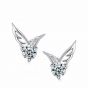 Gift Angel's Wing Round CZ 925 Sterling Silver Stud Earrings