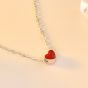 New Mini Red Heart Chain 925 Sterling Silver Necklace