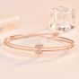 New Rose Gold CZ Sunflower 925 Sterling Silver Open Bangle