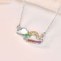 Girl Colorful CZ Hollow Cloud 925 Sterling Silver Necklace
