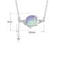 Gift Round Natural Moonstone Planet Stars 925 Sterling Silver Necklace