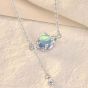 Подарок Круглый Натуральный лунный камень Planet Stars Ожерелье из стерлингового серебра 925 пробы