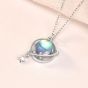 Gift Natural Moonstone Dream Planet Stars 925 Sterling Silver Necklace