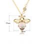 Natural Moonstone Honey Bee CZ Cute 925 Sterling Silver Necklace