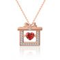 Beautiful Red CZ Heart Christmas Gift 925 Sterling Silver Necklace