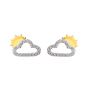 Summer CZ Hollow Cloud Sun Pendientes de botón de plata esterlina 925