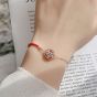 Gift Round Red Natural Agate Chinese Tiger 925 Sterling Silver Bracelet