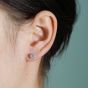 Boucles d'oreilles rondes simples en argent sterling avec zircon cubique 925