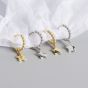 Mini Stars Girl 925 Sterling Silver Beads Hoop Earrings