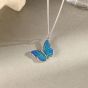Hermoso collar de plata esterlina 925 con mariposa azul