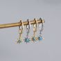 Boucles d'oreilles créoles en argent sterling 925 avec opale étoilée et anise solaire créées quotidiennement