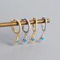 Boucles d'oreilles créoles en argent sterling 925 avec opale créée par la Bohême de la géométrie élégante