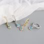 Elegant Geometry Bohemia Created Opal 925 Sterling Silver Hoop Earrings