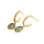 Simple Green Oval Natural Aventurine 925 Sterling Silver Hoop Earrings