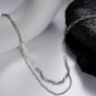 Элегантное двухслойное ожерелье из стерлингового серебра 925 пробы с натуральным жемчугом