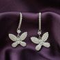 Hermosos pendientes colgantes de plata esterlina 925 con mariposa CZ voladora