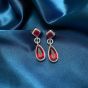 Boucles d'oreilles pendantes élégantes en argent sterling 925 avec rubis