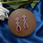 Elegant Created Ruby Waterdrop 925 Sterling Silver Dangling Earrings