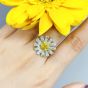 Sweet CZ Little Daisy Flower 925 Sterling Silver Ring