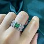 Gorgeous Green Rectangle Created Emerald CZ 925 Sterling Silver Ring