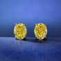 Gift Yellow High-Carbon CZ Oval 925 Sterling Silver Stud Earrings